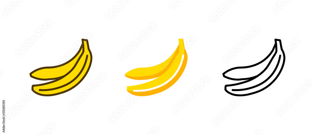 Banana vector web symbol design. Vector banana bunch line flat isolated icon. Yellow cartoon food logo symbol. Banana vector web symbol design. Vector banana bunch line flat isolated icon. Yellow cartoon food logo symbol.