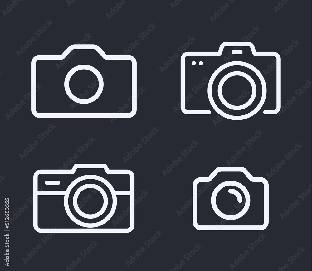 Camera line icon stroke vector photo outline logo. Photography pictogram camera web symbol Camera line icon stroke vector photo outline logo. Photography pictogram camera web symbol