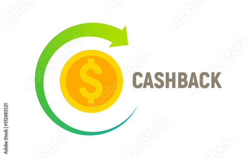 Cashback bonus money concept discount. Cash back refund banner design vector icon background