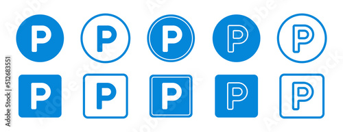 Parkplatz Vektor Symbole in blau