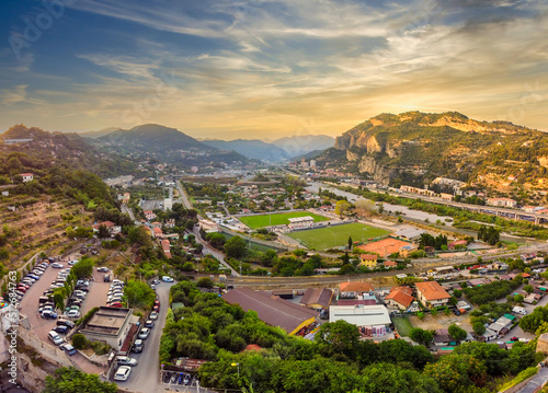 Beautiful panoramic view of Ventimiglia in Italy, Liguria. Ligurian Riviera, province of Imperia photo