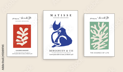 Matisse Abstract Art Set, Aesthetic Modern Art, Boho Decor, Minimalist Art, Illustration, Vector, Poster, Postcard. Collection for decoration. Vector all isolated. Set of abstract trendy creative art.
