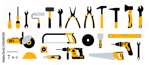 Photo Construction tools hammer repair carpentry background