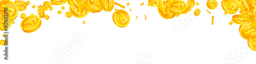 Swiss franc coins falling. Classic scattered CHF coins. Switzerland money. Charming jackpot, wealth or success concept. Vector illustration.