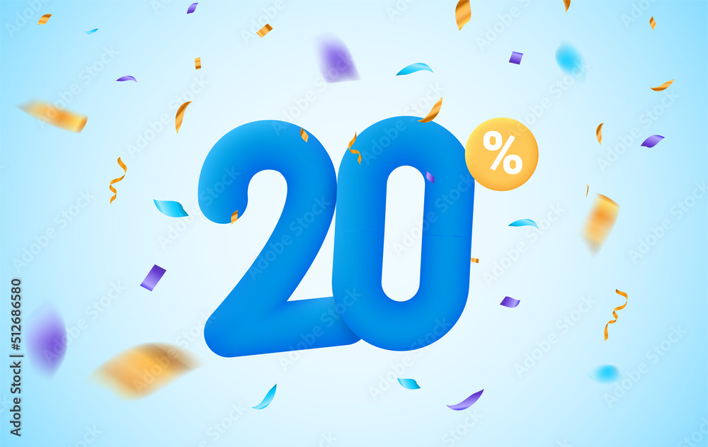 20 percent discount vector illustration 3d mega loyalty. 20 percent bonus marketing discount - obrazy, fototapety, plakaty 