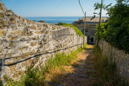 Steep old pathway down the hill from Granarolo to Genoa.