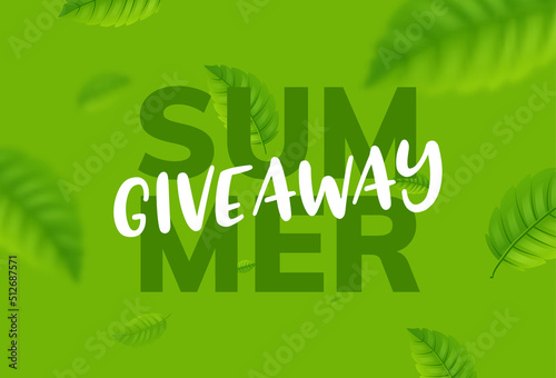 Giveaway summer vector background. Give away freebie contest summer tropical design