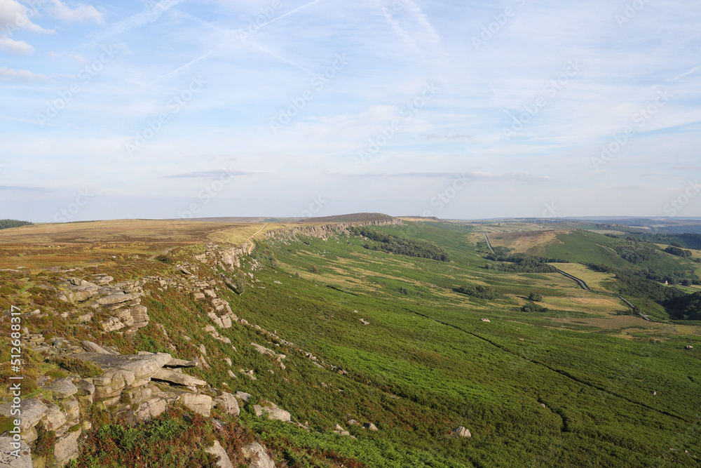 Fototapeta premium Stanage Edge from High Neb, Peak District National Park Landscape Derbyshire England UK. English moorland