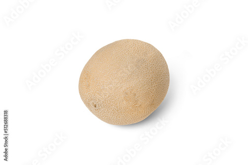 Cantaloupe Isolated on White background Overhead view with shadow