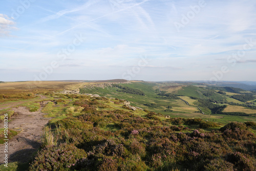 Stanage Edge from High Neb, Peak District National Park Landscape Derbyshire England UK. English moorland