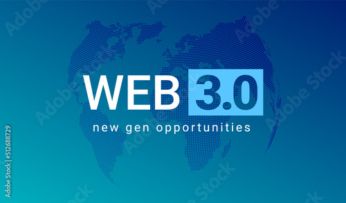 Web 3 world technology digital background. Web3 planet future internet new version blockchain metaverse.