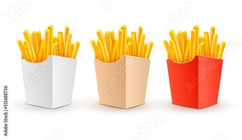 French potato pack box. Cartoon fastfood fry french potato isolated illustration fast food