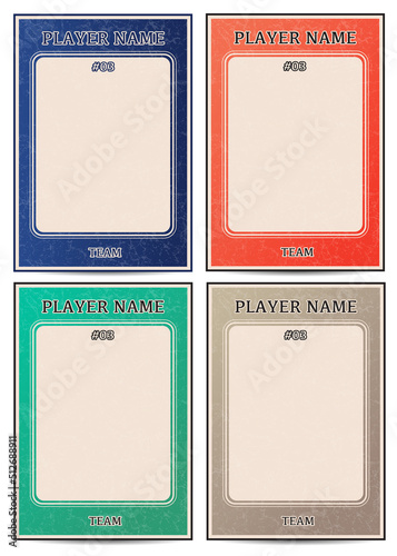 Vintage retro baseball cards frame template