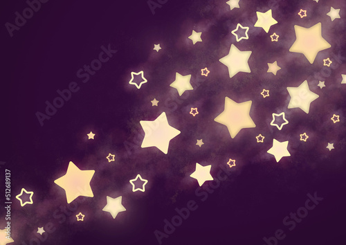 Gwiazdy na ciemnym fioletowym tle. Mieniące się, migające gwiazdy na wieczornym niebie. Tło do projektów. Minimalistyczna baśniowa kompozycja.