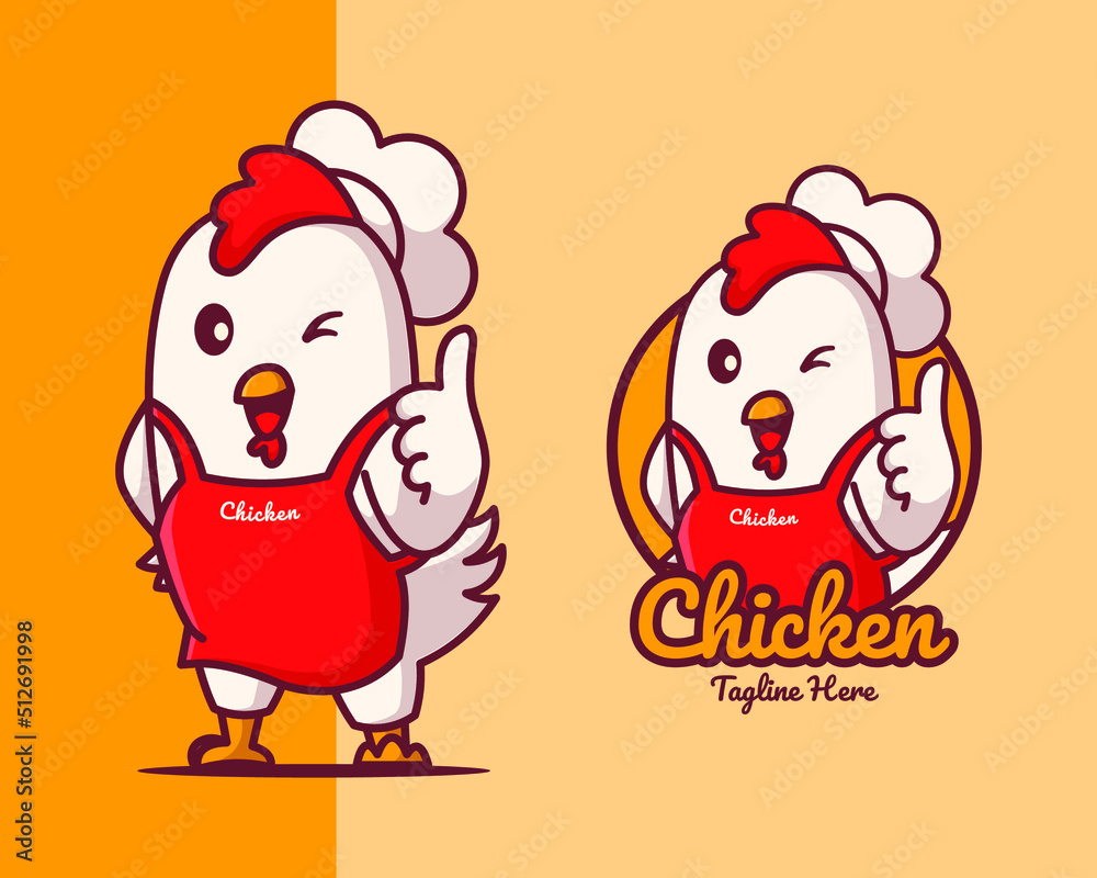 Chicken With Chef Outfit Logo Concept