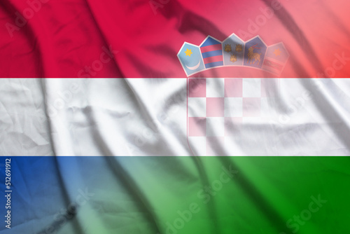 Croatia and Hungary national flag international contract HUN HRV