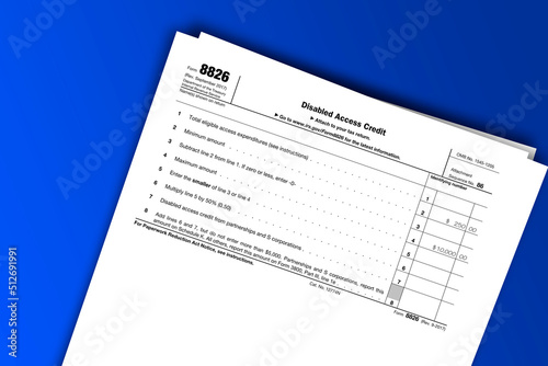 Form 8826 documentation published IRS USA 09.16.2017. American tax document on colored