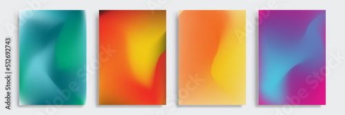 Set of light blurred backgrounds with modern abstract blurred color gradient patterns. Templates collection for brochures, posters, banners, flyers and cards. Vector illustration.