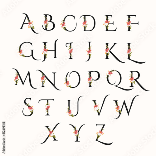 beautiful floral alphabet