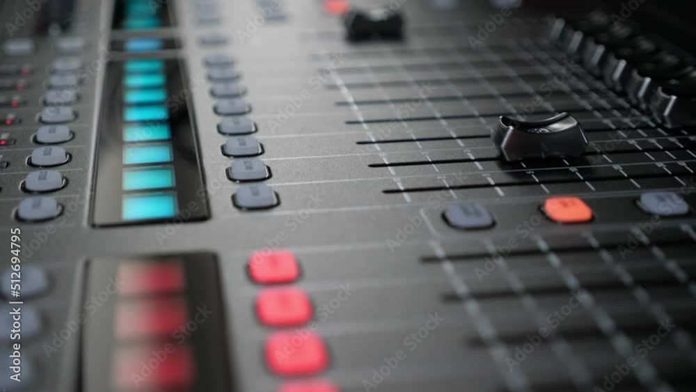 Sound audio mixer at record studio. Closeup Sound audio mixer at record studio. Closeup