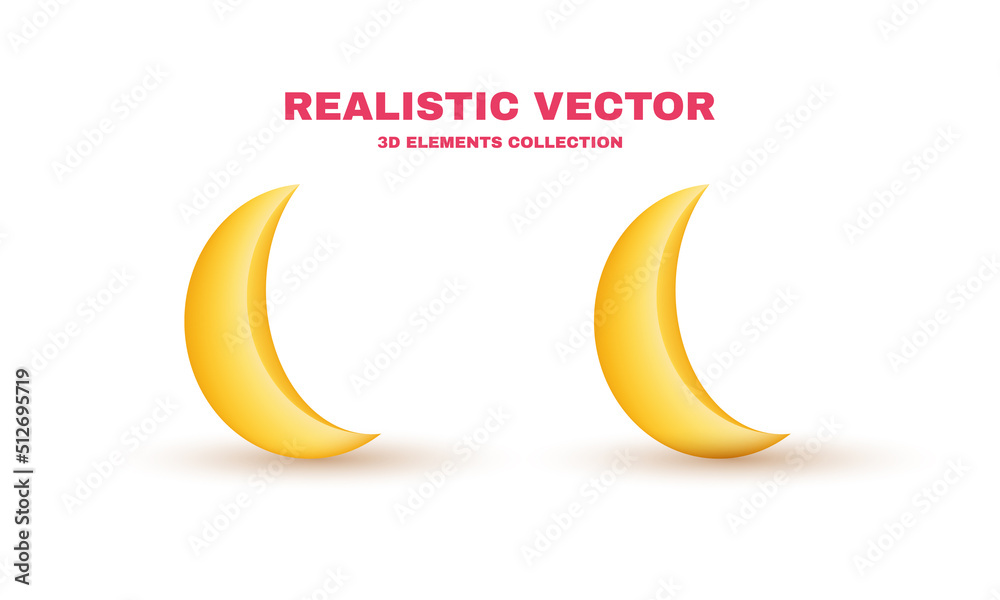 unique cute yellow moon cartoon 3d icon concept isolated on background.Trendy and modern vector in 3d style. unique cute yellow moon cartoon 3d icon concept isolated on background.Trendy and modern vector in 3d style.