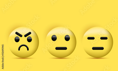 unique realistic set 3d emoji icon expressions social media isolated on vector