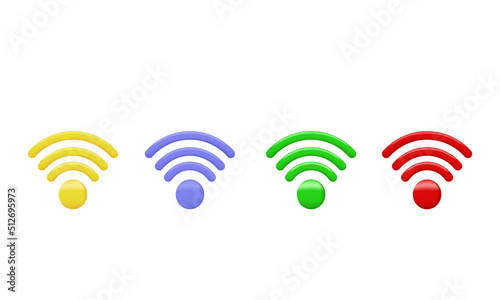 unique realistic set 3d rendering wifi signal connection network symbol isolated on