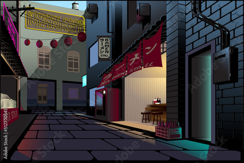 Street Food market at midday vector illustration for suitable backdrop, poster, design element or any other purpose.