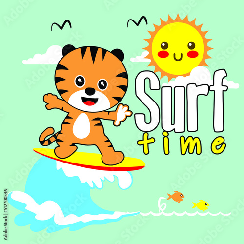 surf time tiger best for t-shirt and book cover