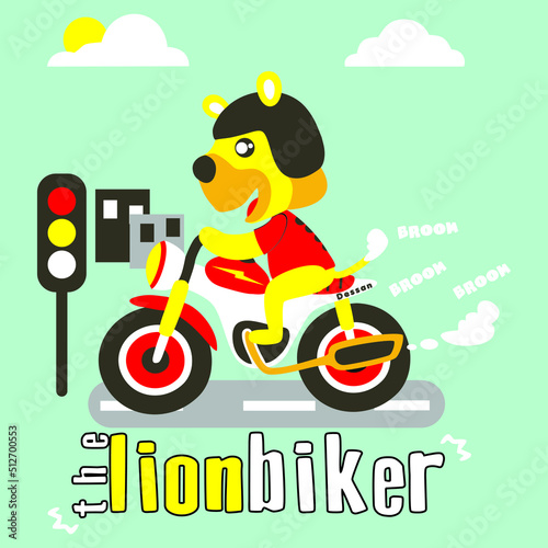 the lion biker touring at the city best for t-shirt, and book cover