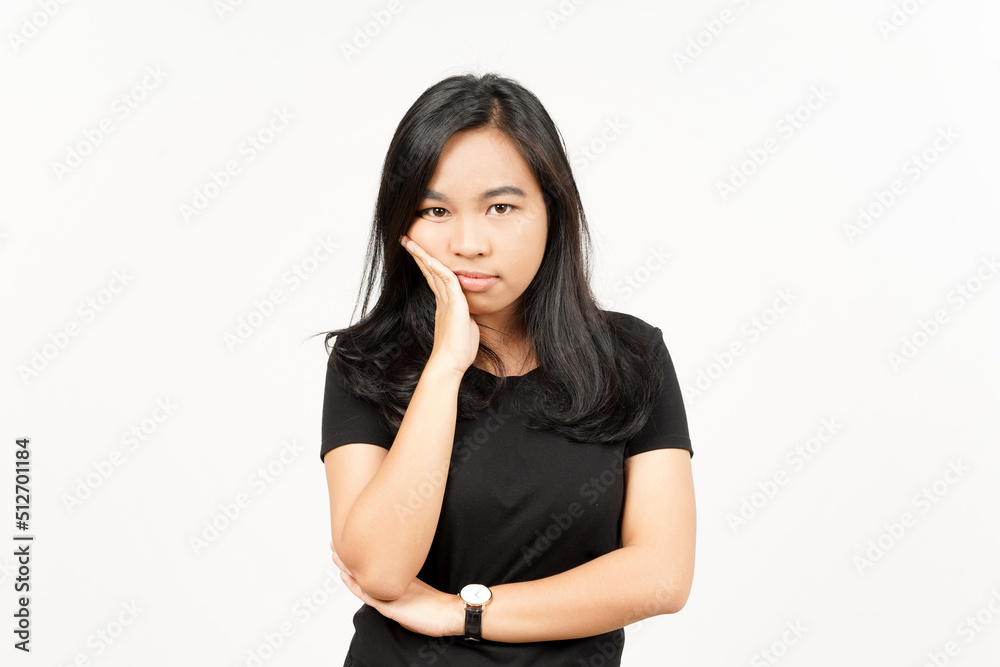Boring gesture of Beautiful Asian Woman Isolated On White Background Boring gesture of Beautiful Asian Woman Isolated On White Background
