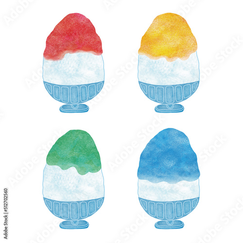 イラスト素材: 夏の冷たいスイーツ　かき氷