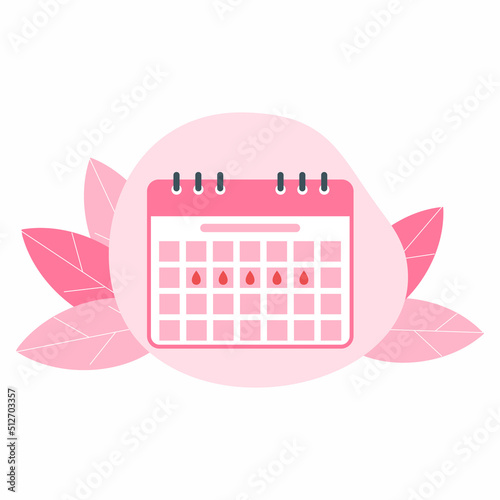 Menstruation calendar. Vector illustration. Women health.