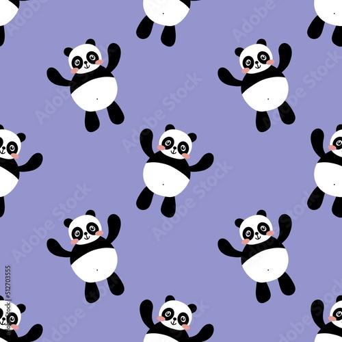 Fototapeta Naklejka Na Ścianę i Meble -  Cartoon seamless kawaii panda pattern for kids and fabrics and textiles and wrapping paper and kindergarten