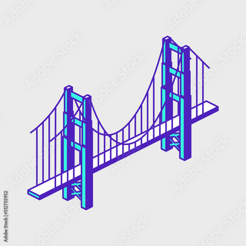 Golden Gate Bridge isometric vector icon illustration