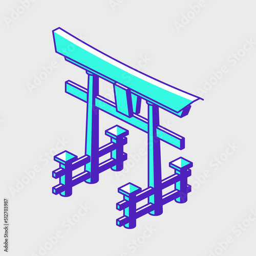 Torii gate isometric vector icon illustration