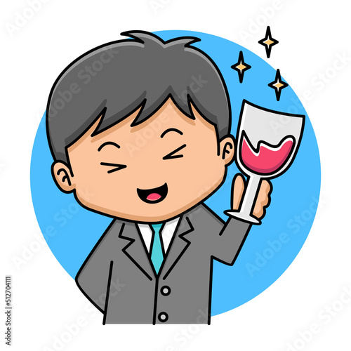 Cute businessman with wine