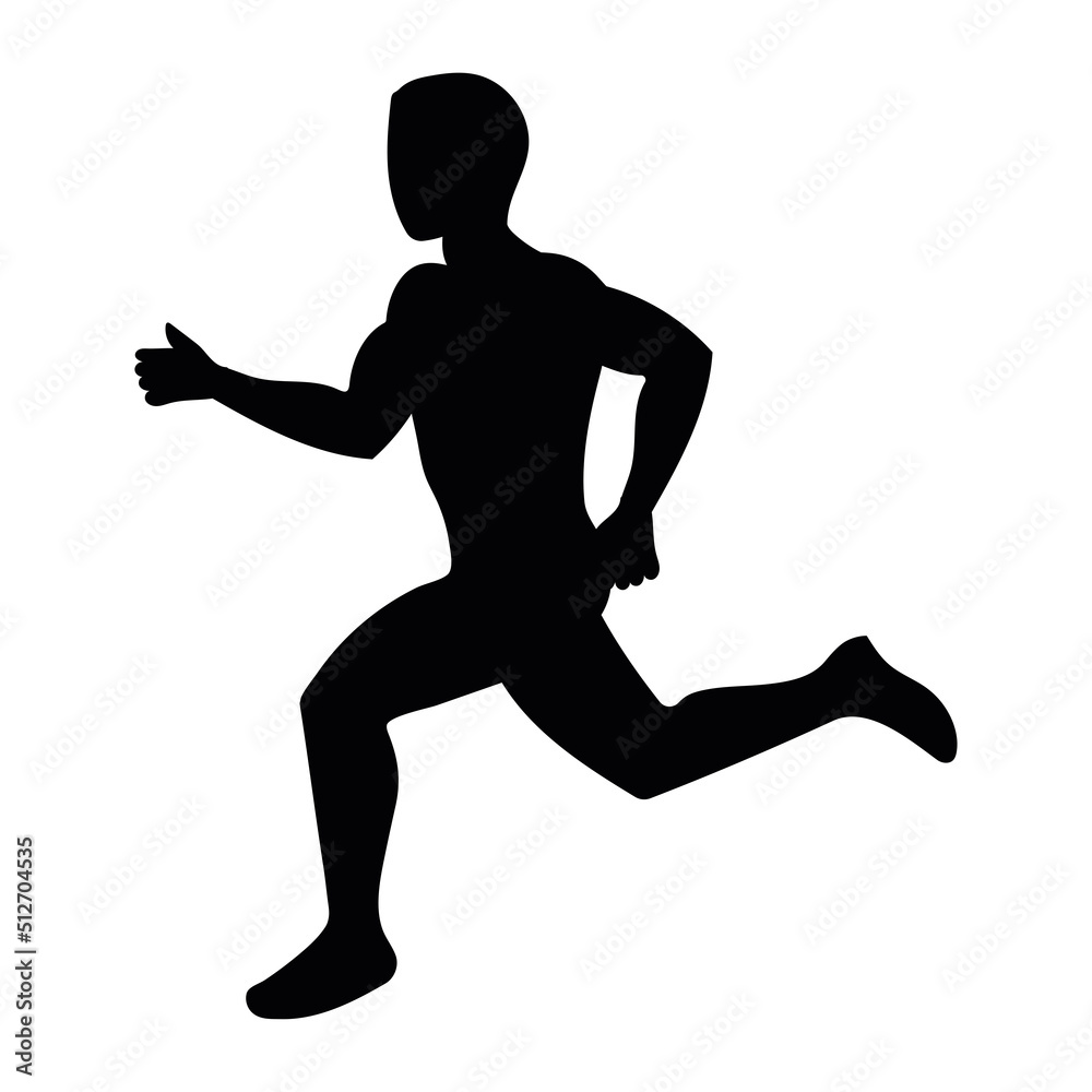 man running black silhouette style