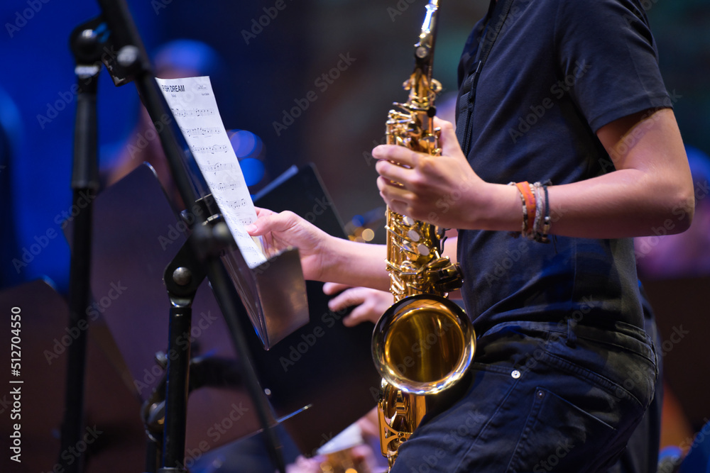 Fototapeta premium performance, jazz, sax, music, musician, saxophonist, player,