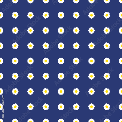 Seamless pattern, white floral pattern on blue background, designed by illustrator, vector pattern.
