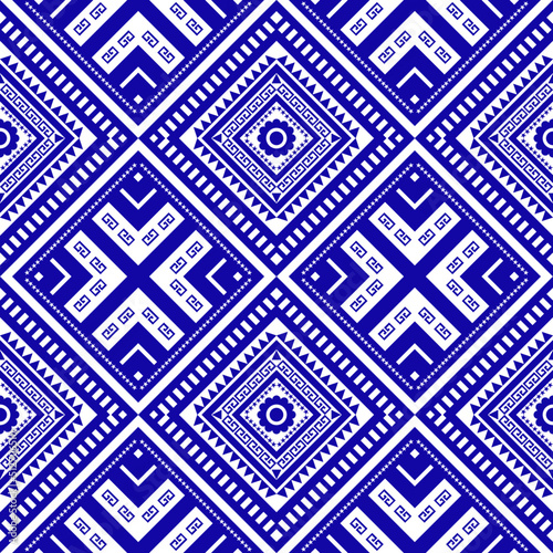 vintage ethnic cloth pattern vector design with illustrator blue and white