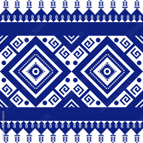 vintage ethnic cloth pattern vector design with illustrator blue and white