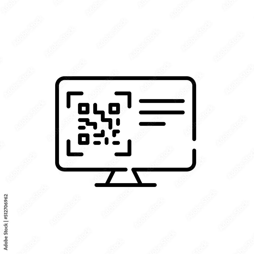 Scan a qr code on a website. Pixel perfect, editable stroke line icon Scan a qr code on a website. Pixel perfect, editable stroke line icon