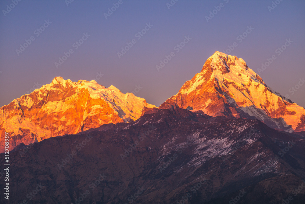 scenery of Annapurna Massif in nepal at dusk