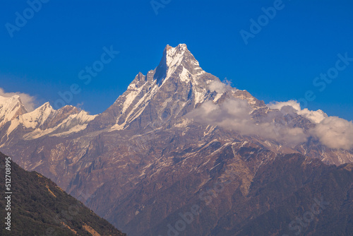Machapuchare, fishtail mount, in pokhara, nepal photo