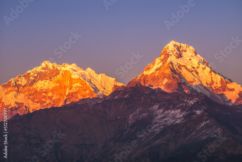 scenery of Annapurna Massif in nepal at dusk photo