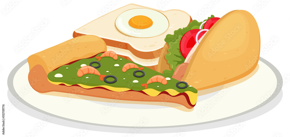 Fast food set in cartoon style Fast food set in cartoon style