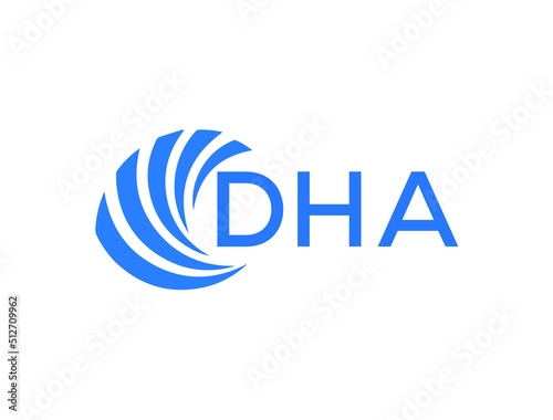 DHA Flat accounting logo design on white background. DHA creative initials Growth graph letter logo concept. DHA business finance logo design.
