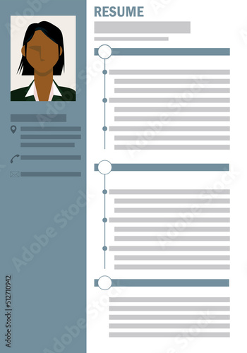 Resume, job hunting. An illustration. A photo of a black woman.