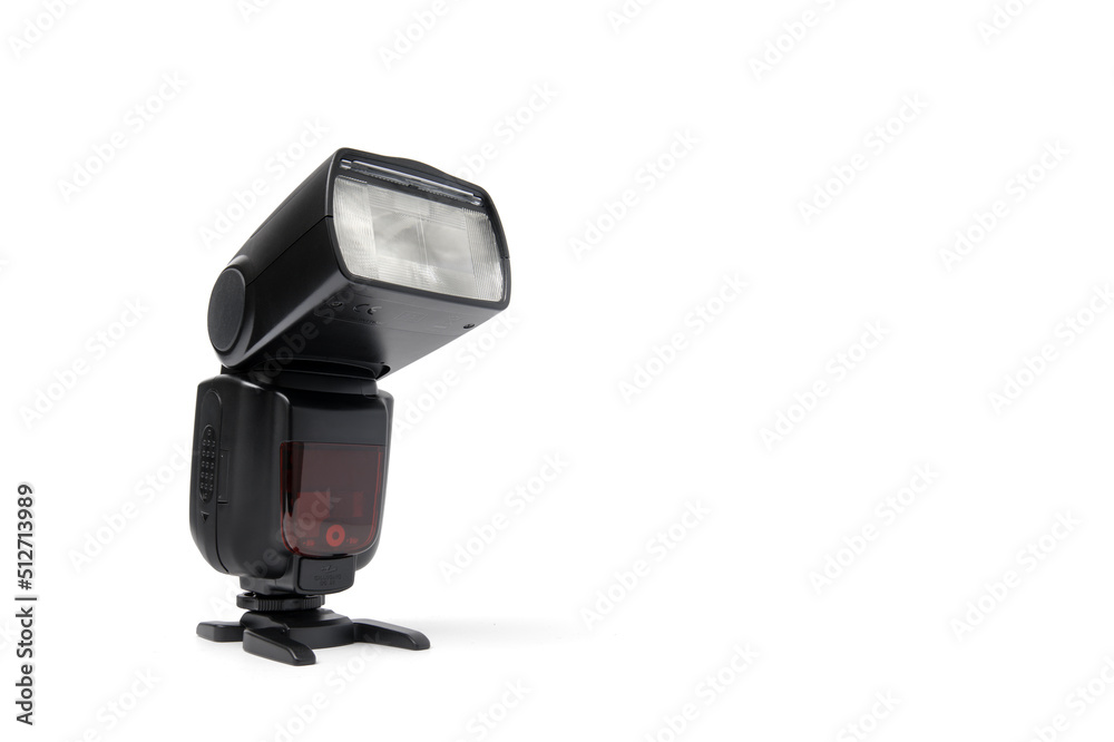 flash Speedlight isolated on White Background with Shadow 